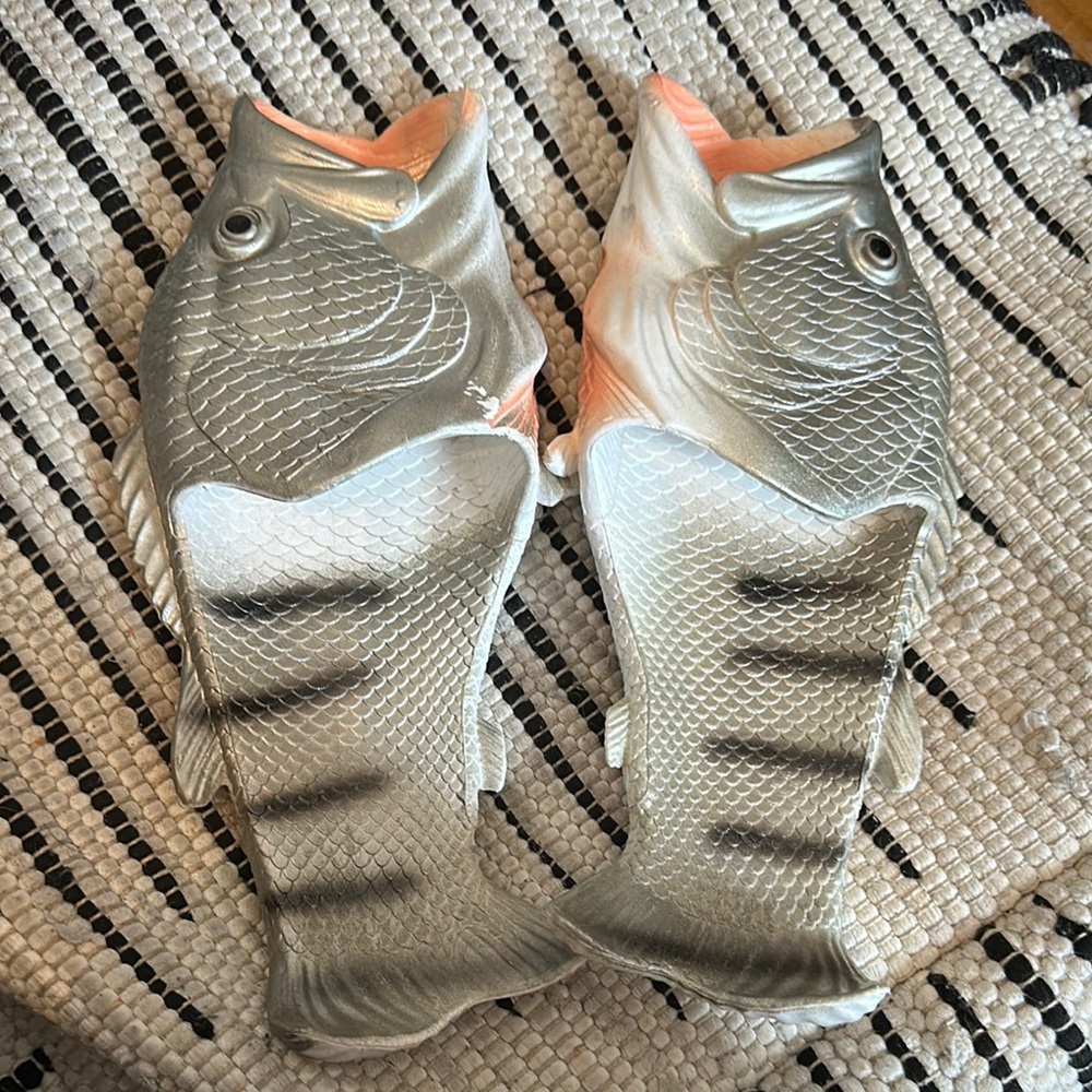 Fish Shaped Slippers in Gray and Orange